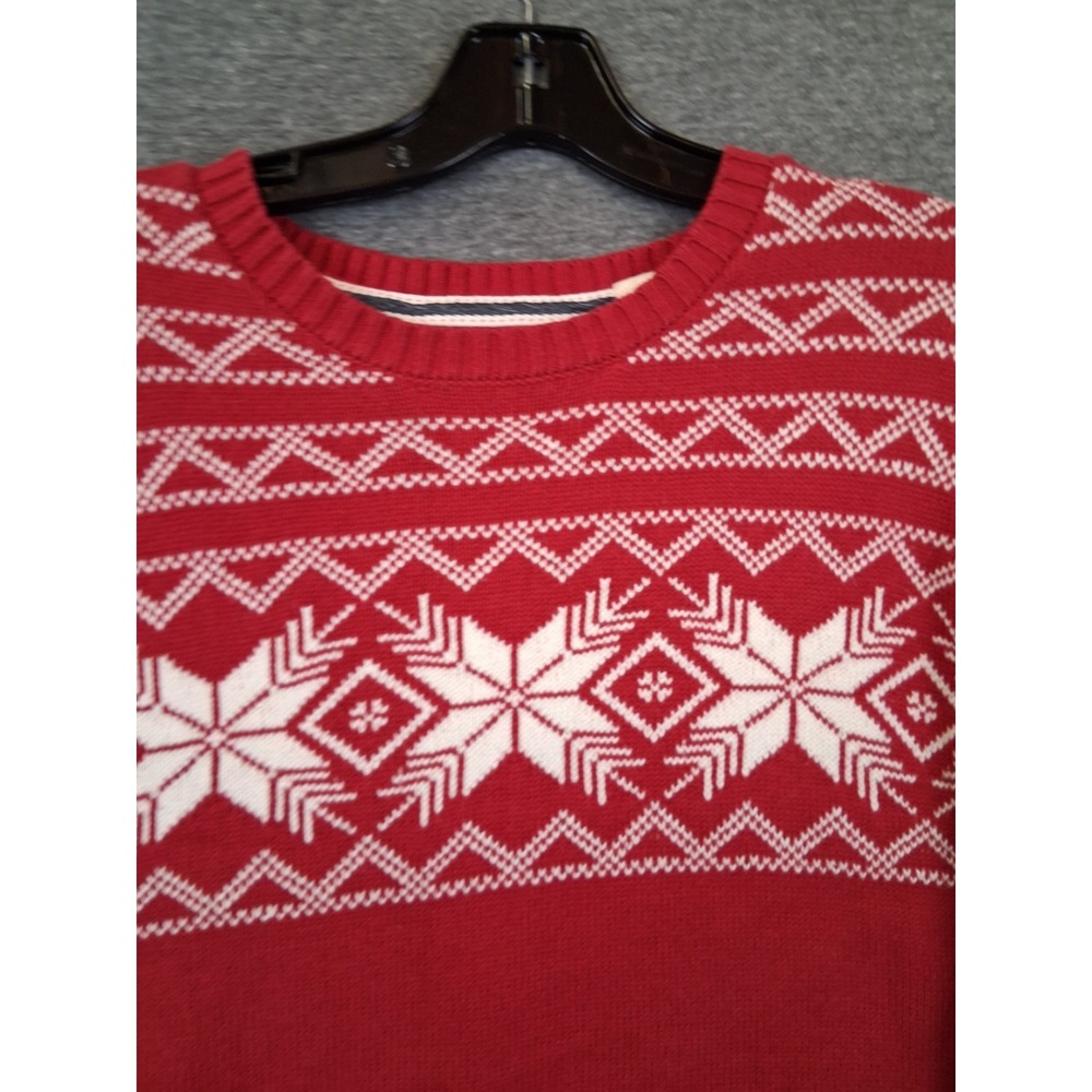 Weatherproof Mens Sweater M Red Fair Isle Snowflake Crew Heritage Cabin Cozy